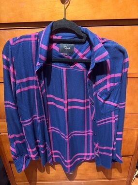 Rails Navy Blue Plaid Shirt with Pink Stripes size XS l Mercari
